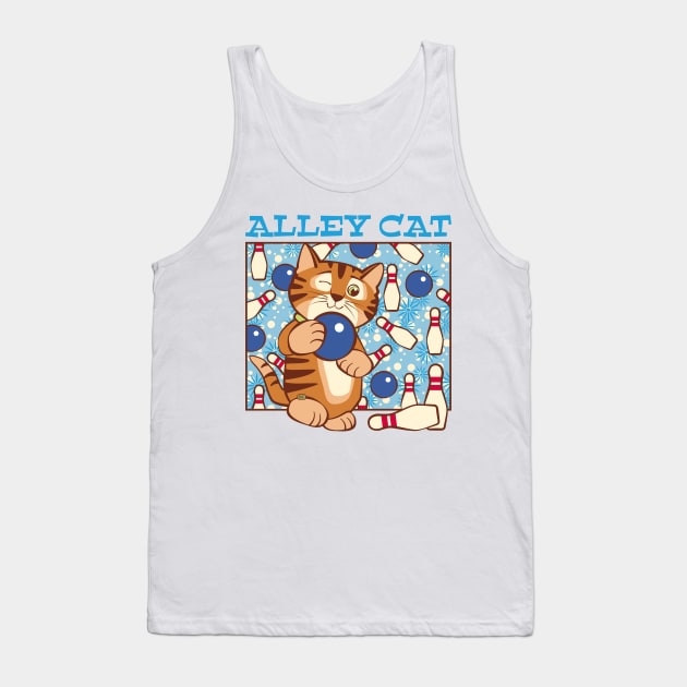 Bowling Alley Cat Tank Top by Sue Cervenka